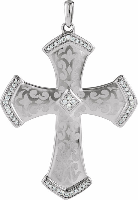 Sterling Silver 1/5 CTW Natural Diamond Cross Pendant 