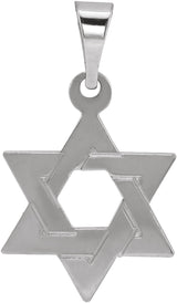 14K White 14x12 mm Star of David Pendant