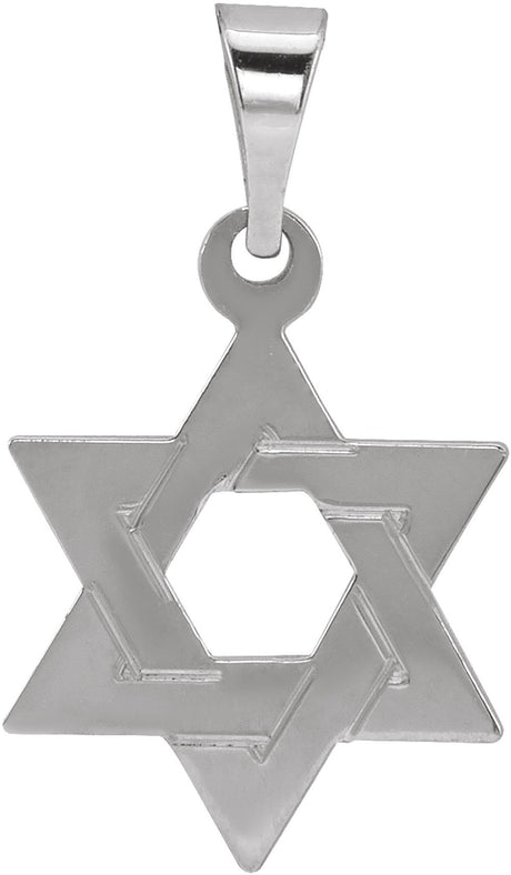 14K White 14x12 mm Star of David Pendant