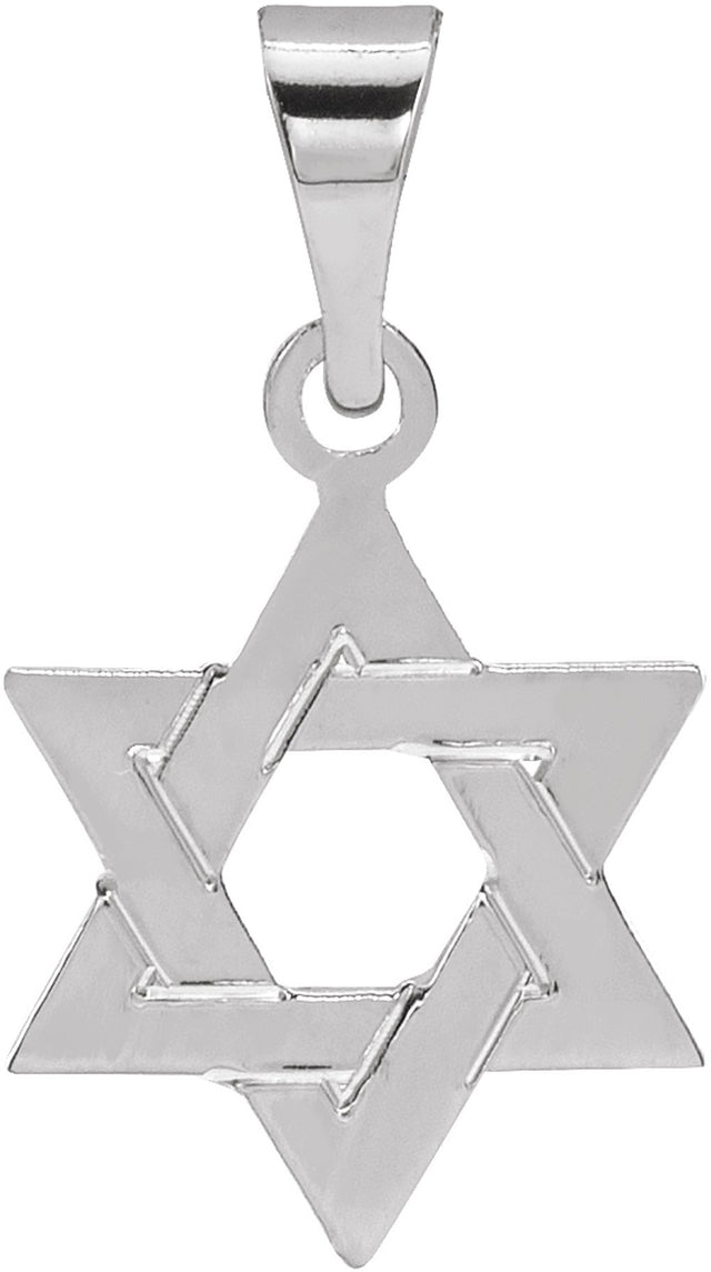 14K White 12x9 mm Star of David Pendant