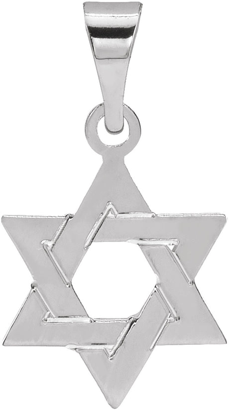 14K White Gold 12x9 mm Star of David Pendant