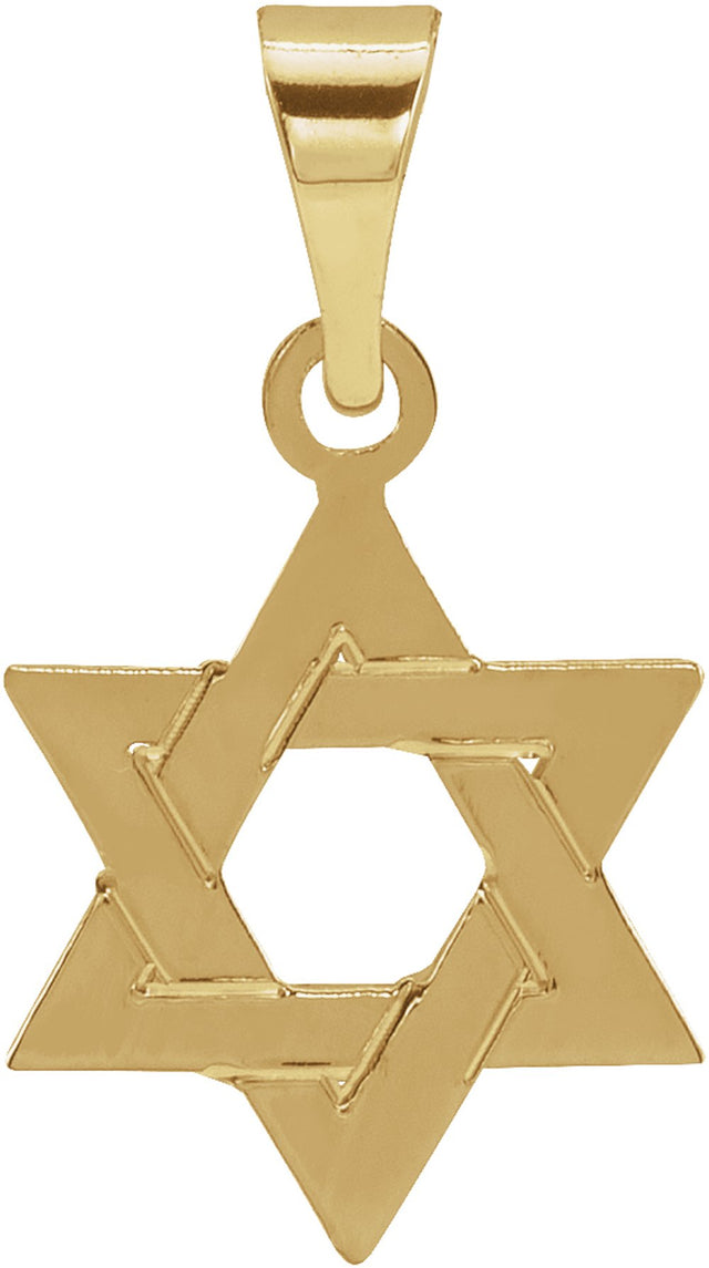 14K Yellow Gold 12x9 mm Star of David Pendant