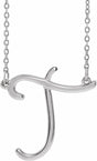 Sterling Silver Script Initial T 16" Necklace