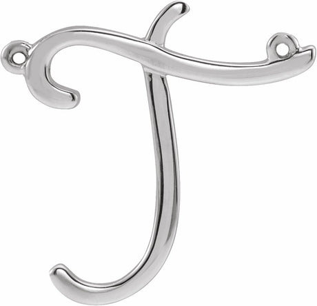 14K White Gold Script Initial T Necklace Center