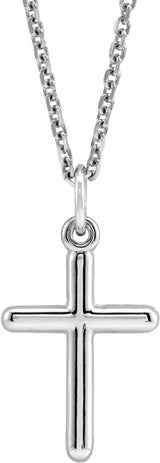 14K White Gold Cross 18" Necklace