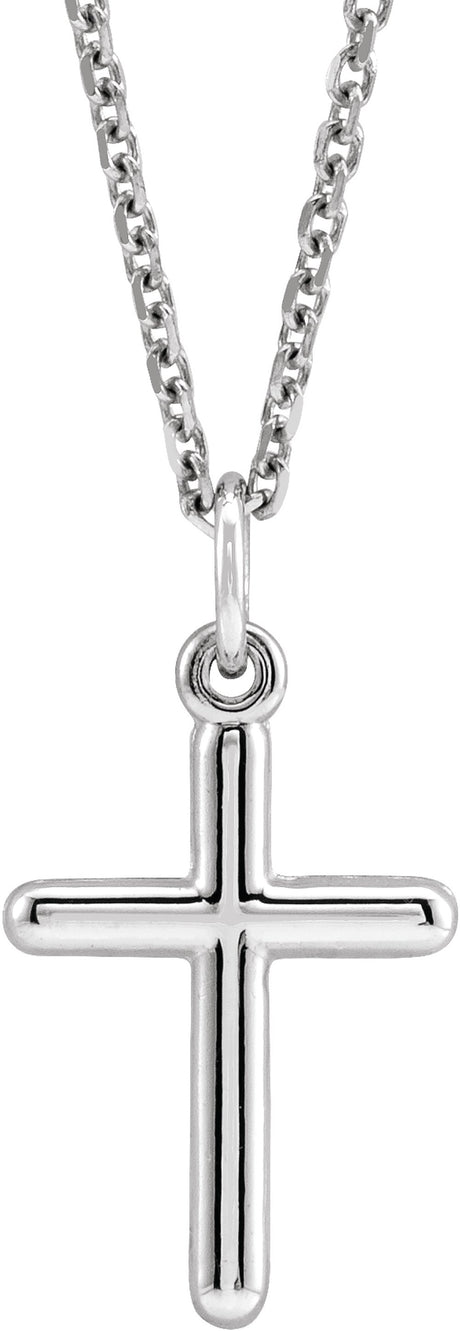 14K White Gold Cross 18" Necklace