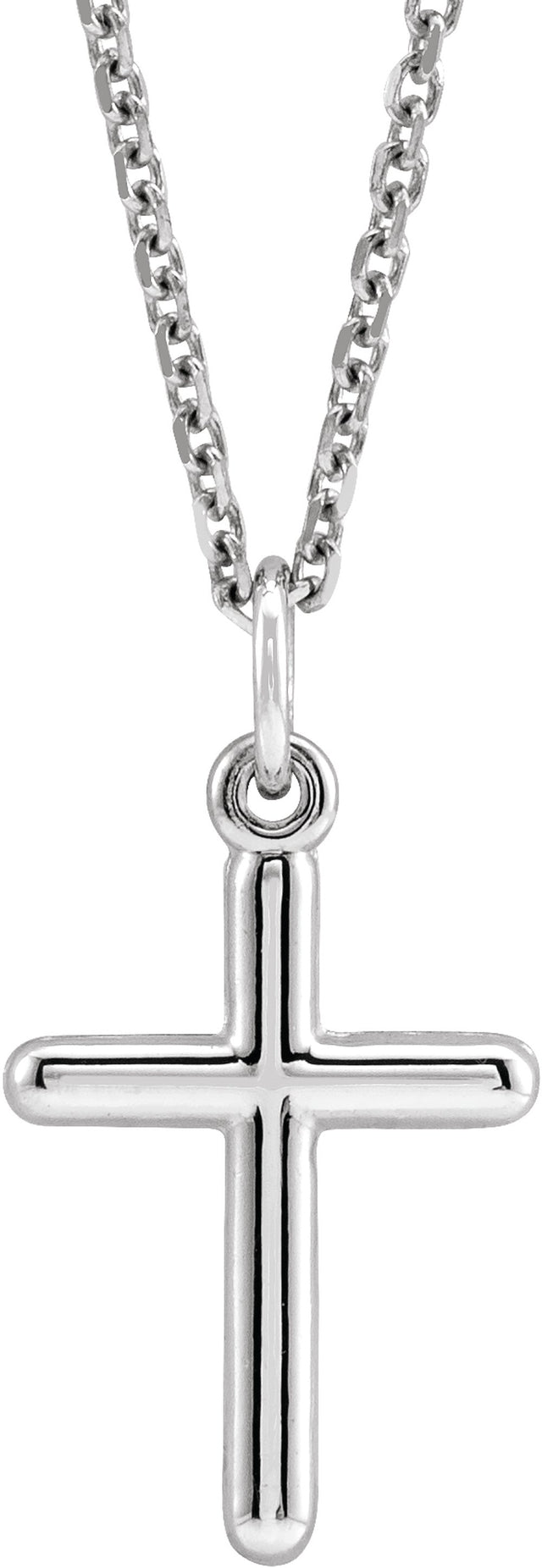 14K White Gold Cross 18" Necklace