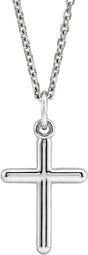 14K White Gold Cross 18" Necklace