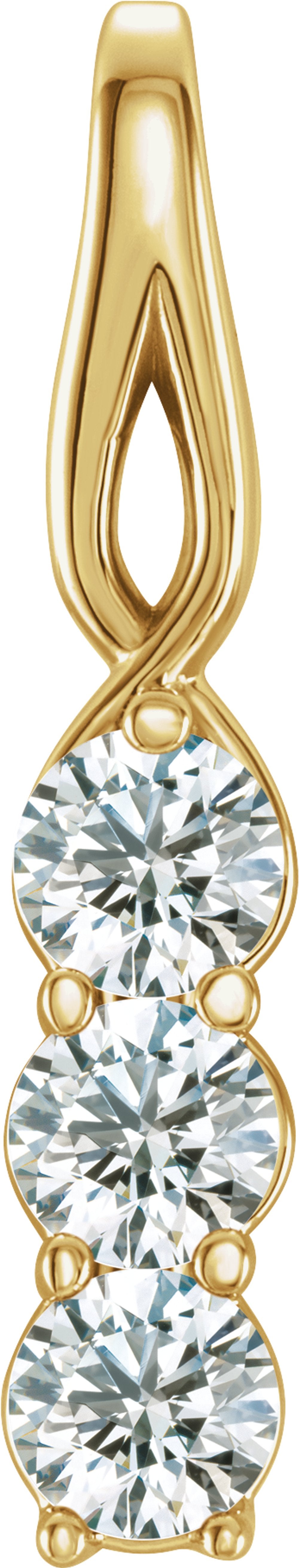 14K Yellow Gold 1/4 CTW Natural Diamond Three-Stone Pendant