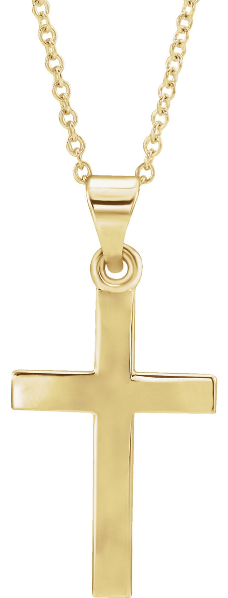 14K Yellow Gold Cross 18" Necklace  