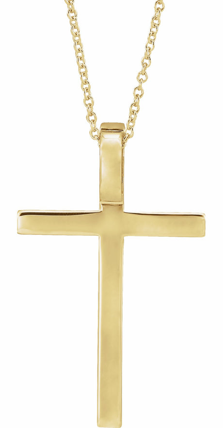 14K Yellow Gold 29.5x18.2 mm Cross 18" Necklace