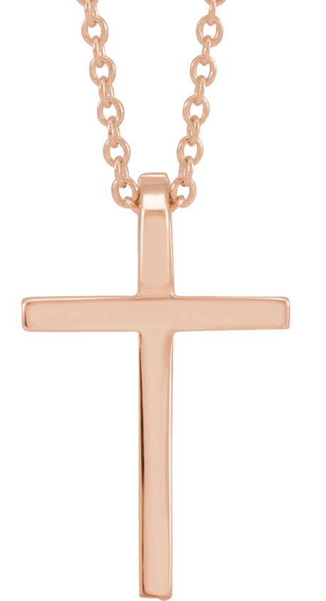 14K Rose 17.4x11.1 mm Cross 18" Necklace