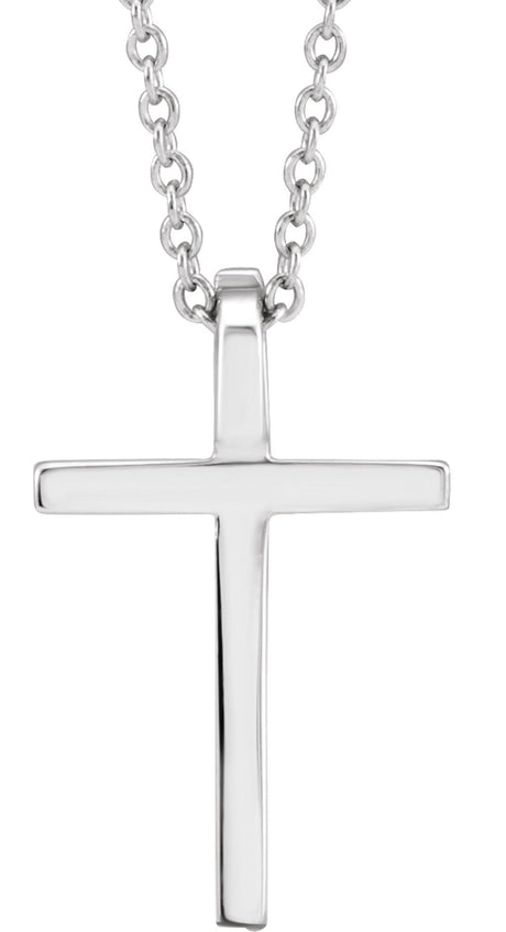 14K White Gold 17.4x11.1 mm Cross 18" Necklace