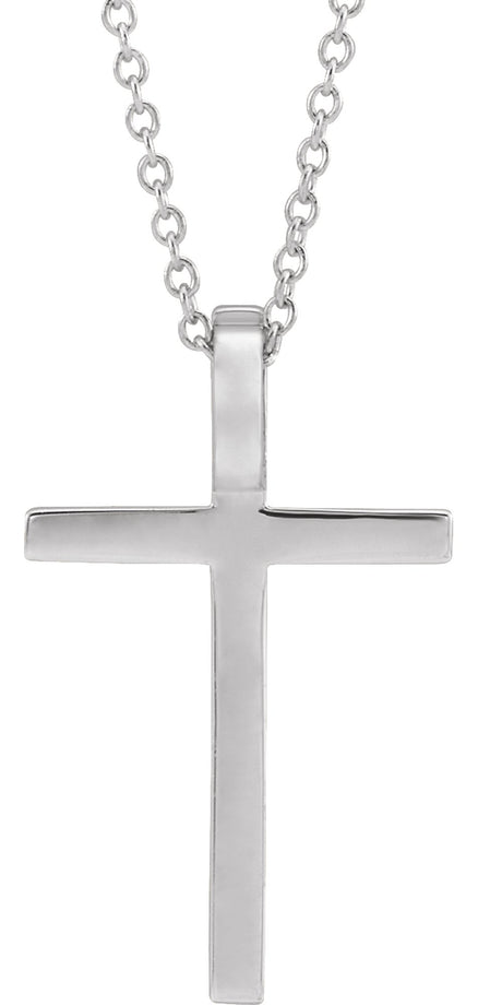 14K White Gold 21.7x13.5 mm Cross 18" Necklace