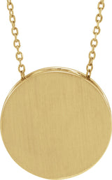 14K Yellow Gold Engravable Disc 16-18" Necklace