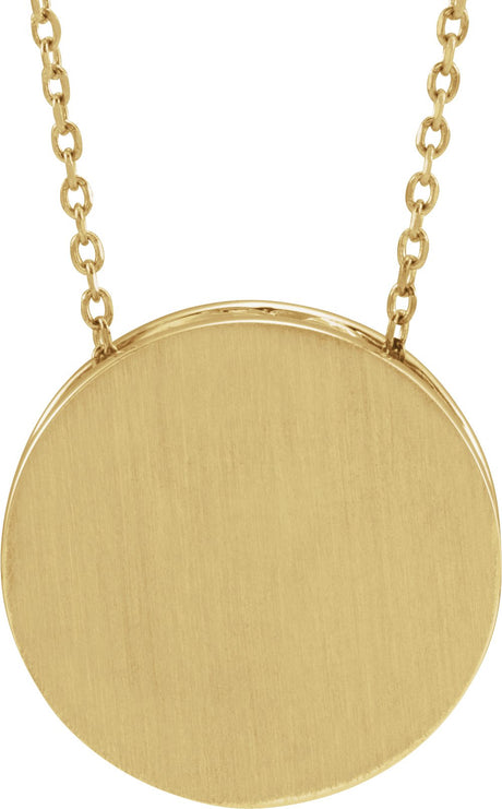 14K Yellow Gold Engravable Disc 16-18" Necklace