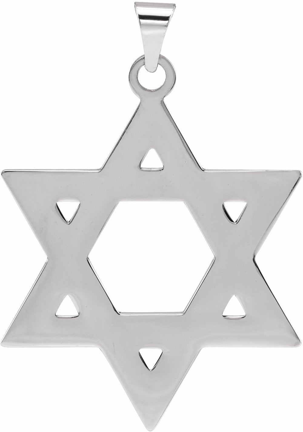 14K White 32x26 mm Star of David Pendant