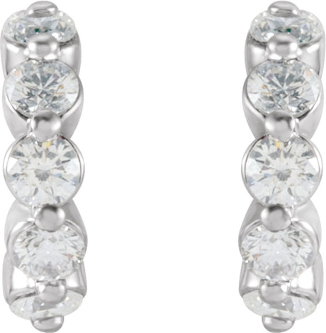14K White 3/8 CTW Natural Diamond 9.25 mm Hoop Earrings