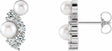 14K White Gold Cultured White Akoya Pearls & 1/2 CTW Natural Diamond Earrings