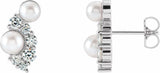 14K White Gold Cultured White Akoya Pearls & 1/2 CTW Natural Diamond Earrings