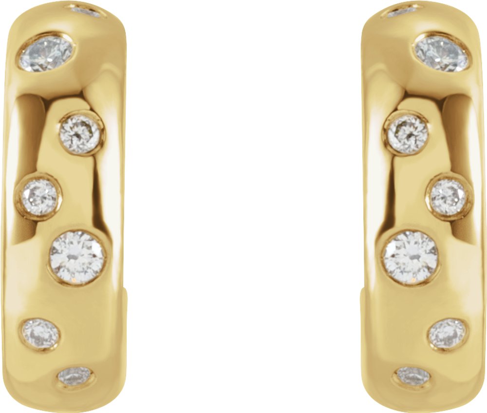 14K Yellow Gold 1/10 CTW Natural Diamond Hoop Earrings