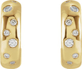 14K Yellow Gold 1/10 CTW Natural Diamond Hoop Earrings