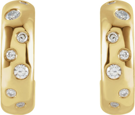 14K Yellow Gold 1/10 CTW Natural Diamond Hoop Earrings