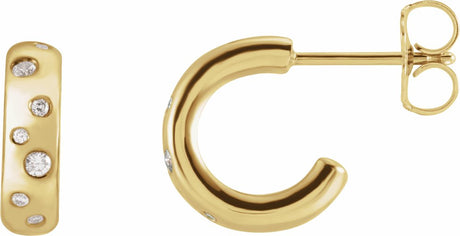 14K Yellow Gold 1/10 CTW Natural Diamond Hoop Earrings