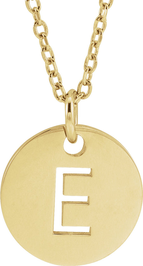14K Yellow Gold Initial E 16-18" Necklace