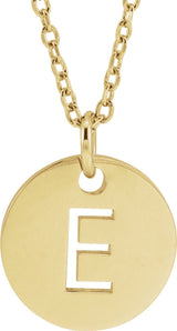 14K Yellow Gold Initial E 16-18" Necklace