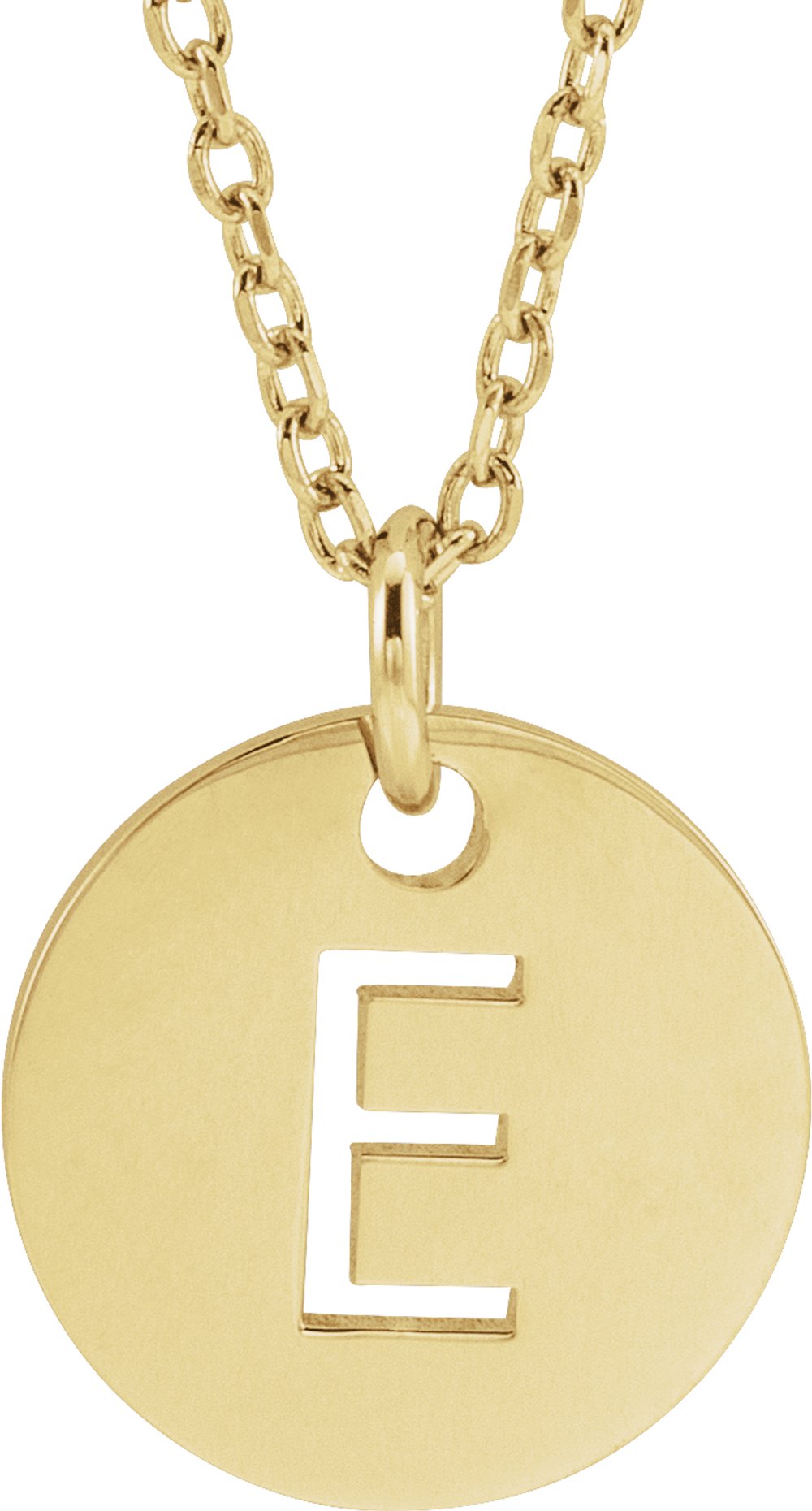14K Yellow Gold Initial E 16-18" Necklace