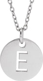 14K White Initial E 16-18" Necklace