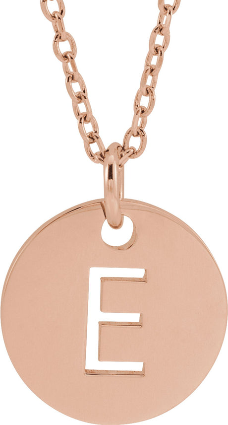 14K Rose Initial E 16-18" Necklace