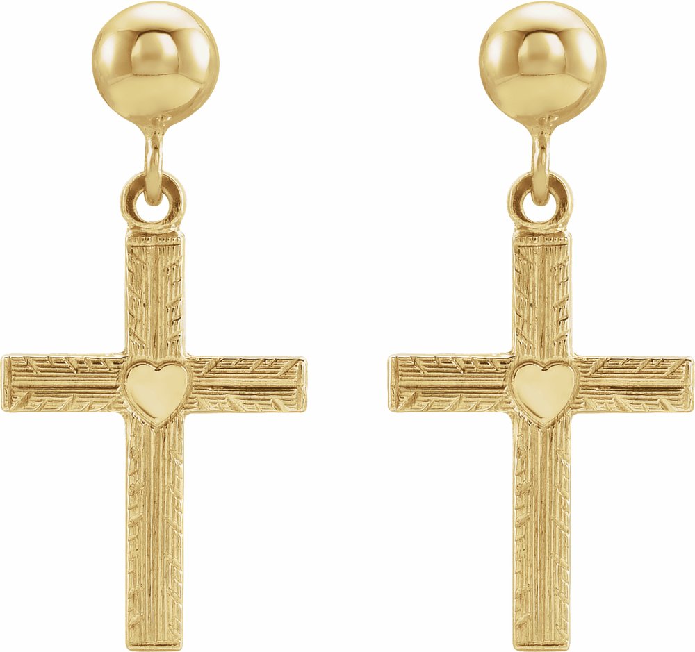 14K Yellow 13x10 mm Cross Earrings