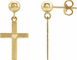 14K Yellow 13x10 mm Cross Earrings