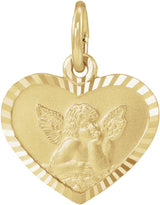 14K Yellow 8x7 mm Heart Cherub Angel Medal