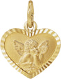 14K Yellow Gold 8x7 mm Heart Cherub Angel Medal