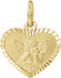 14K Yellow 12x9 mm Heart Cherub Angel Medal