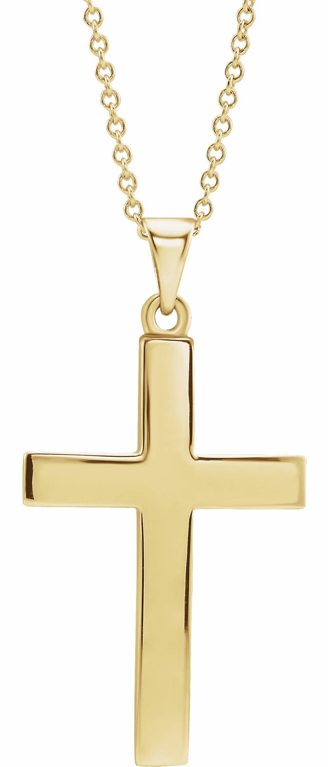 14K Yellow Gold Cross 18" Necklace  