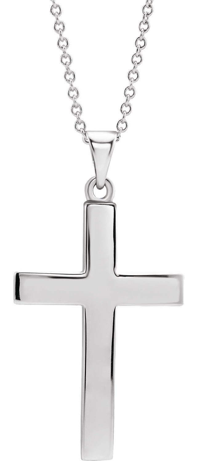 14K White Gold Cross 18" Necklace
