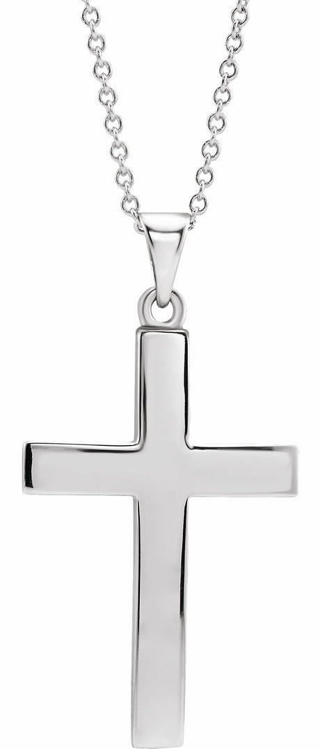 14K White Gold Cross 18" Necklace  
