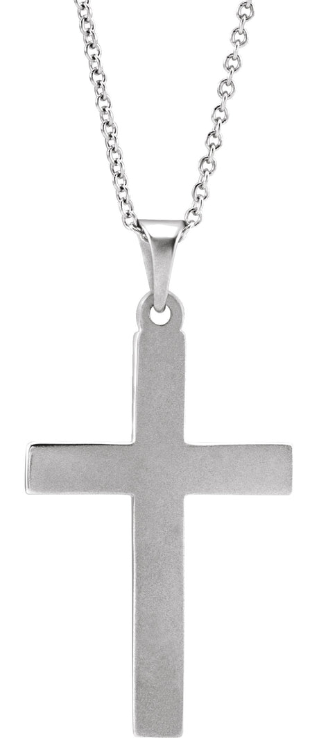 14K White Gold Cross 18" Necklace  
