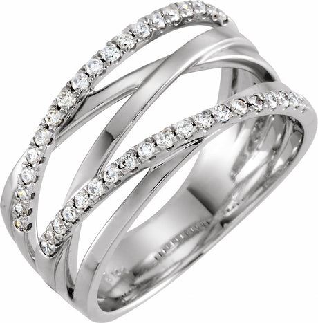 14K White 1/3 CTW Natural Diamond Criss-Cross Ring