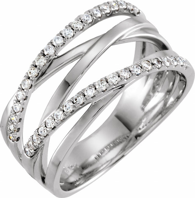 14K White Gold 1/3 CTW Natural Diamond Criss-Cross Ring