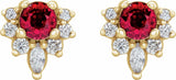 14K Yellow Gold Lab-Grown Ruby & 1/6 CTW Natural Diamond Earrings