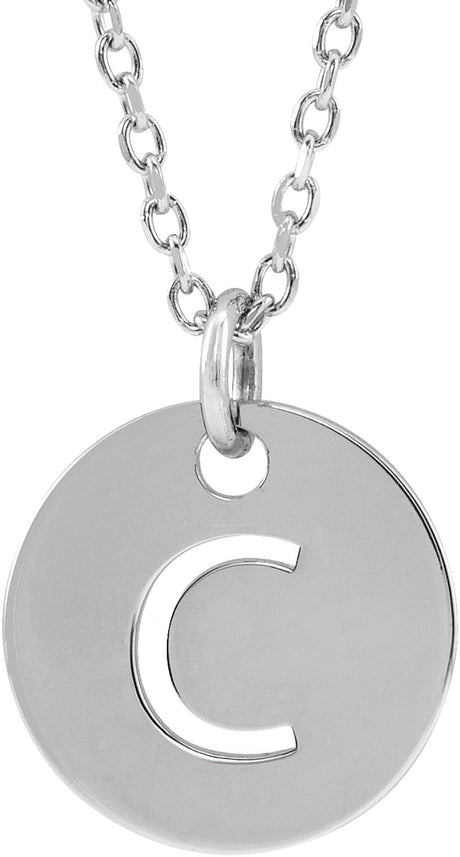 Sterling Silver Initial C 16-18" Necklace