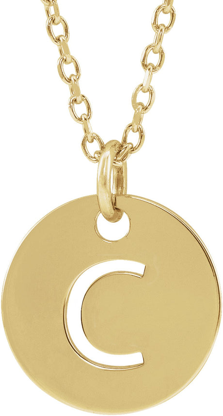 14K Yellow Gold Initial C 16-18" Necklace