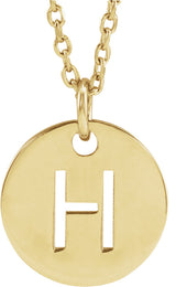 14K Yellow Gold Initial H 16-18" Necklace