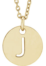 14K Yellow Gold Initial J 16-18" Necklace