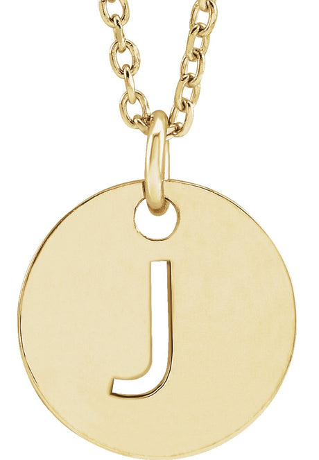 14K Yellow Gold Initial J 16-18" Necklace